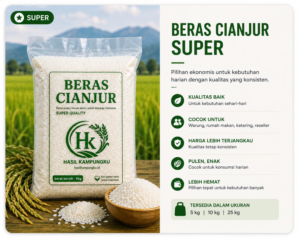 Beras Cianjur Super — kemasan 5kg dari Hasil Kampungku